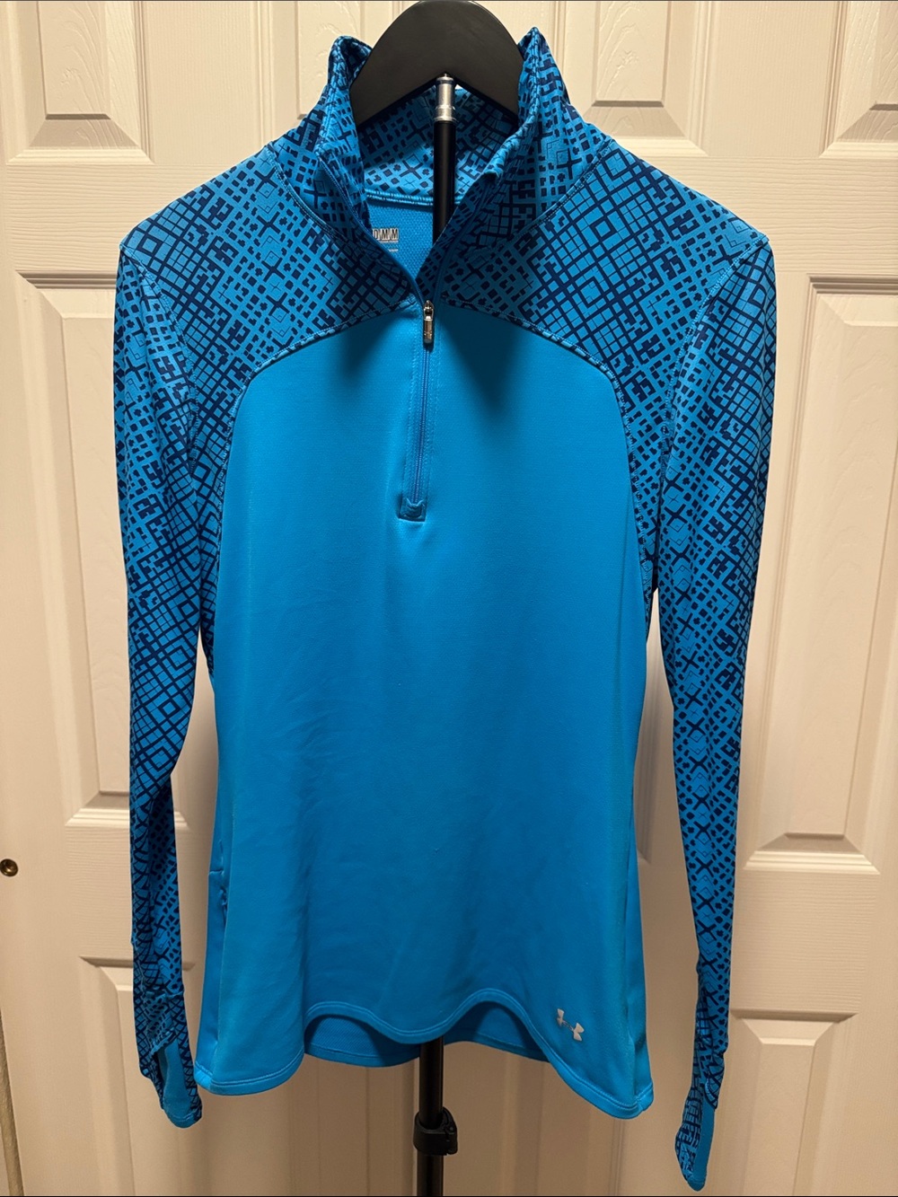 Under Armour Women's Blue 1/4 Zip Fitted Performance Cold Gear Pullover